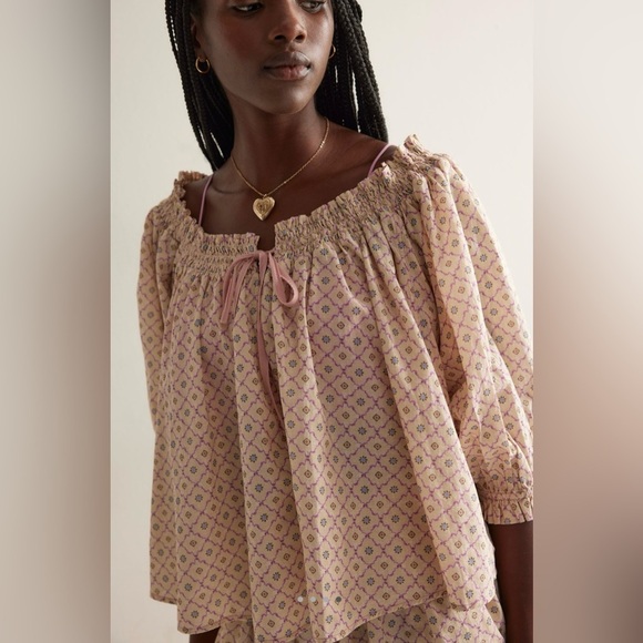 NWT Free People XS Intimately Brighter Days Lounge Set in Almond Combo Cream Pjs - Picture 4 of 6